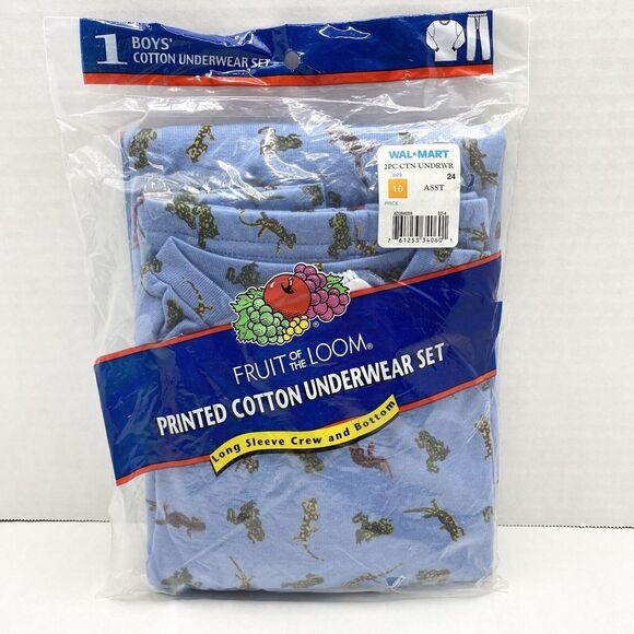 Vintage Walmart 2002 Fruit of the Loom Boys Size 10 Underwear Set Long Johns - Picture 1 of 9